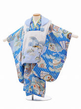 画像をギャラリービューアに読み込む, 3歳男の子 青縦縞・吉祥文・鷹(No.6502)