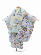 画像をギャラリービューアに読み込む, 3歳男の子 グレー縦縞・吉祥文・鷹 (No.6503)