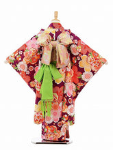 画像をギャラリービューアに読み込む, 7歳女の子 紫・桜尽くし 手まり 小紋(No.7032)