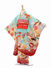 画像をギャラリービューアに読み込む, 7歳女の子 水色・鶴 松竹梅 絵羽 (No.7034)