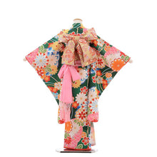 画像をギャラリービューアに読み込む, 7歳女の子 緑 大花尽くし (No.7038)