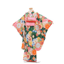 画像をギャラリービューアに読み込む, 7歳女の子 緑 大花尽くし (No.7038)