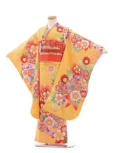 画像をギャラリービューアに読み込む, 7歳女の子 黄色 四季花文 (No.7039)
