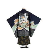 画像をギャラリービューアに読み込む, 5歳男の子 はかま 濃紺 黒地 鷹に吉祥文 (7522)