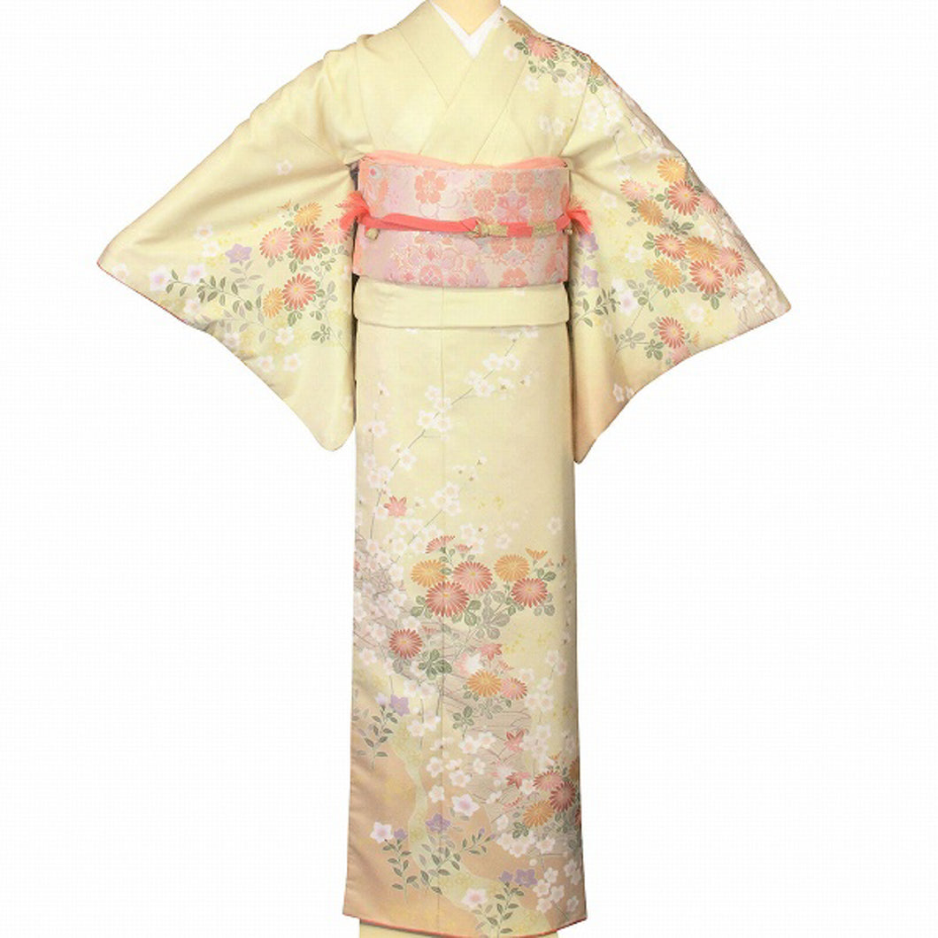 訪問着 クリーム 菊・枝梅（No.2056a〜2059a） S / M / L /XL